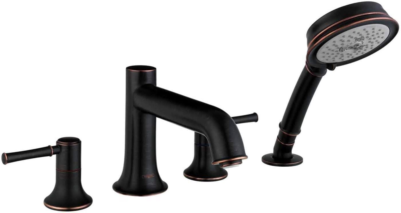hansgrohe Talis C Classic 2-Handle 21-inch Wide Roman Tub Filler Freestanding Bathtub Faucetand Shower Set in Rubbed Bronze, 14315921