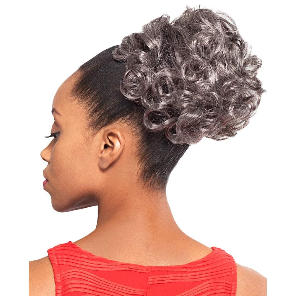 DS004 (Foxy Silver) - Synthetic Ponytail in DARK BROWN