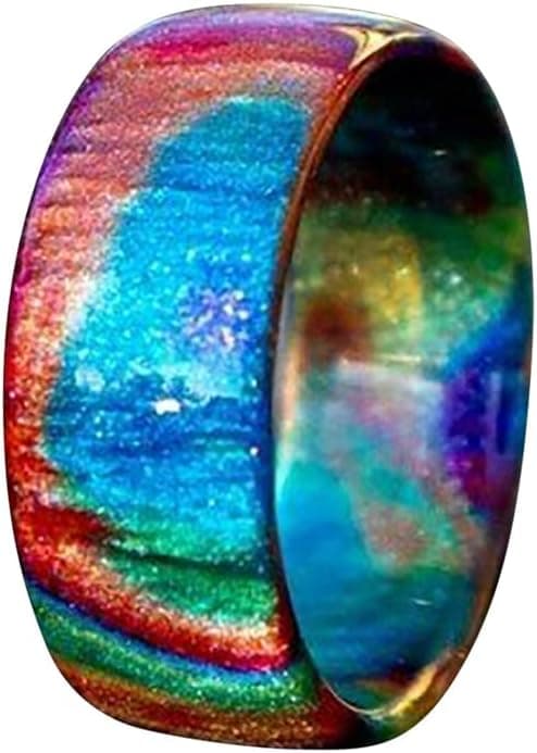KCJGIKPOK Rainbow Color Ring for Women and Men, Colorful Acrylic Ring Stress Relieving Spinner Rings Wedding Band Jewelry Gift for Her or Him
