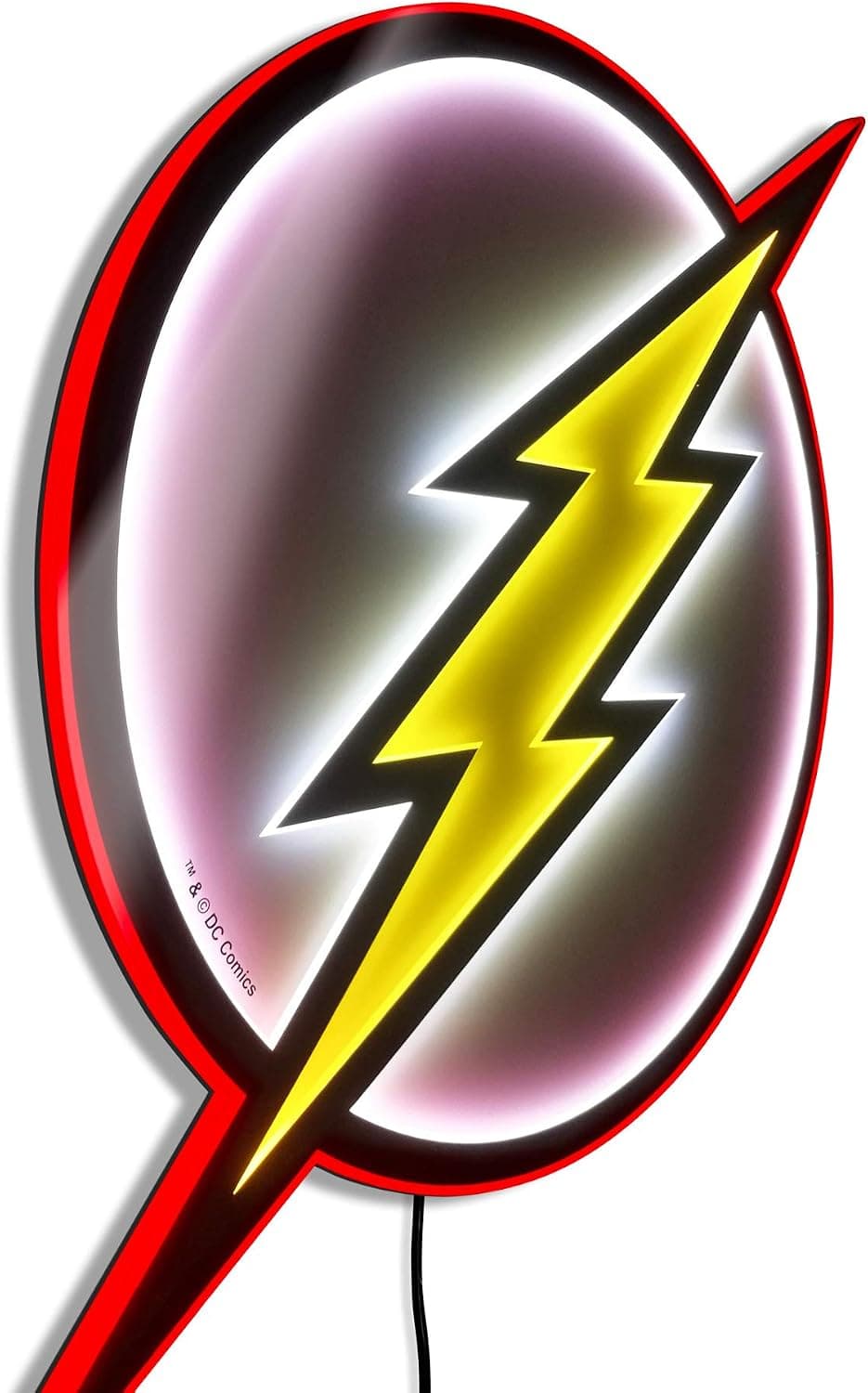 Brandlite DC Comics The Flash Justice League Illuminated Scarlet Speedster Thunderbolt LED Neon Style Superhero Logo Wall Light Hangable Lamp (Large)