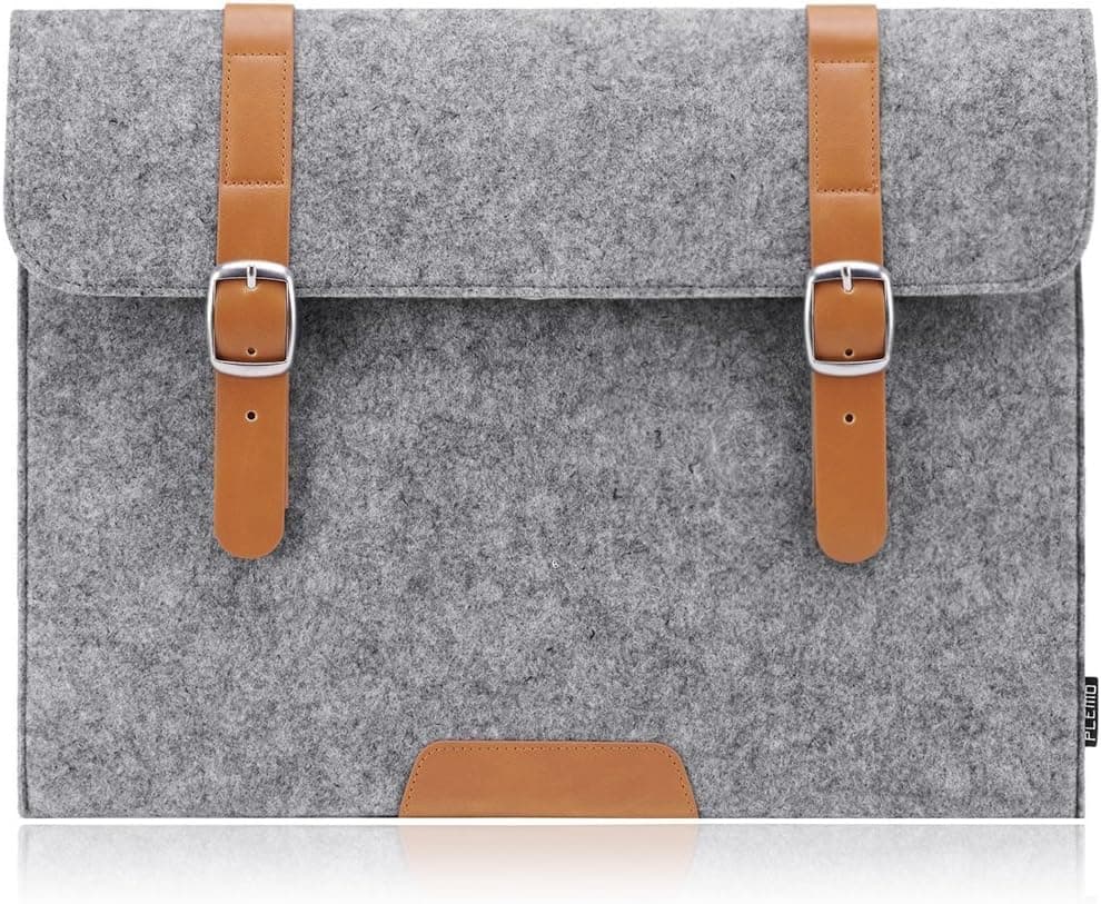 Plemo 15-15.6 Inch Laptop Sleeve Case Felt Fabric Bag for MacBook Pro 15 Inch/Laptops/Notebook, Gray
