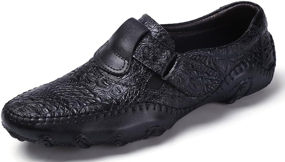 Shinysky Men's Casual Driving Car Soft Flats Comfort Slip On Loafers Boat Shoes(chee8895Black40)