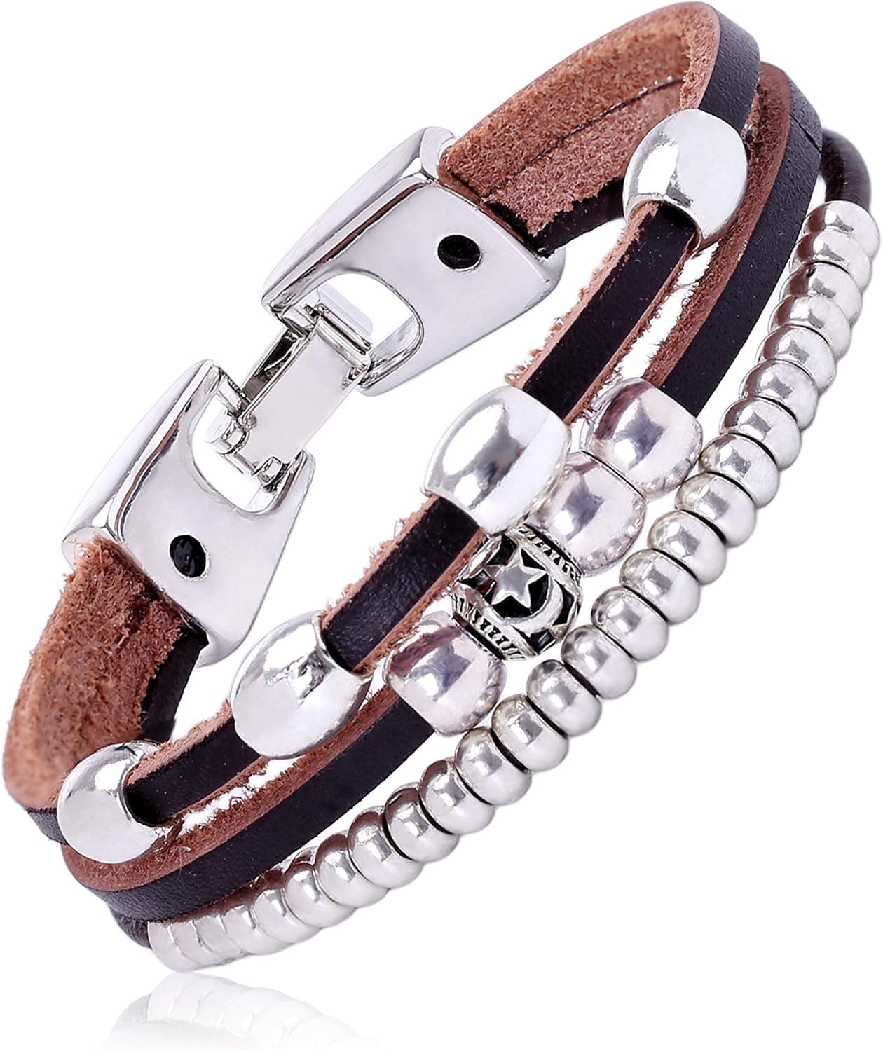 Queen Pearl MAIMANI Zinc Alloy Classic Genuine Leather Bracelet Bangle Cuff Women Unisex Gift