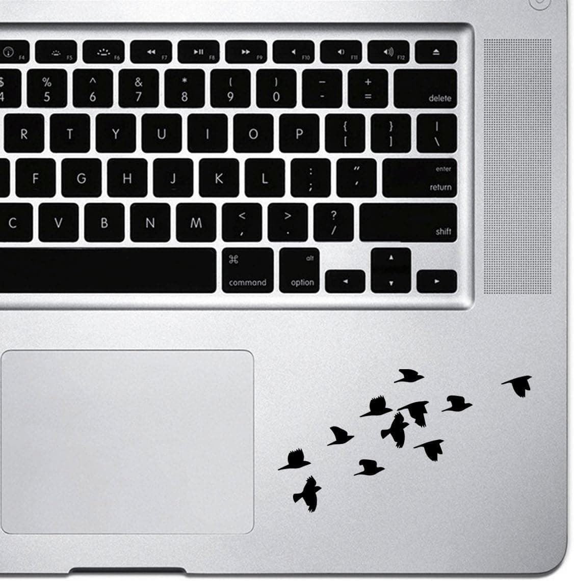 StickAny Palm Series Birds Flying Sticker for MacBook Pro, Chromebook, and Laptops (Black)
