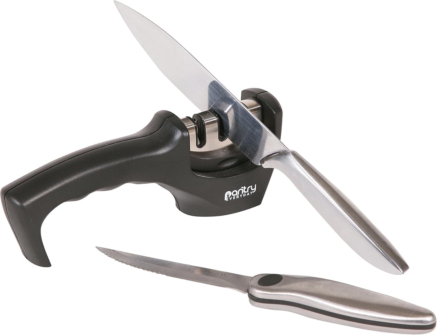 BEST KNIFE SHARPENER - 3-Stage Professional Diamond Hone Manual Sharpener for Steel and Ceramic Knives by Everyday Pantry