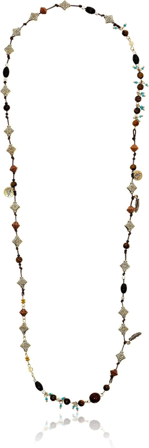 The Sak Bead Thread Brown Necklace, 34"
