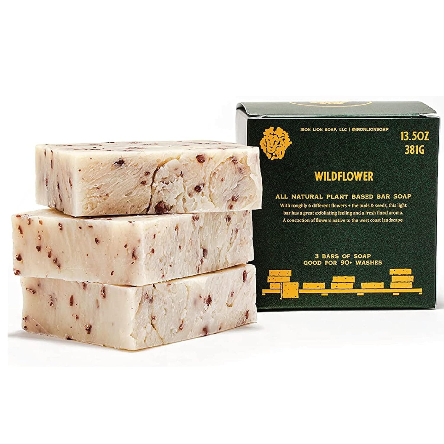 Iron Lion Soap WILDFLOWER Organic, Vegan, All Natural, Plant Based Bar Soap for Body, Face, Hands, and Bath (3 Pack)