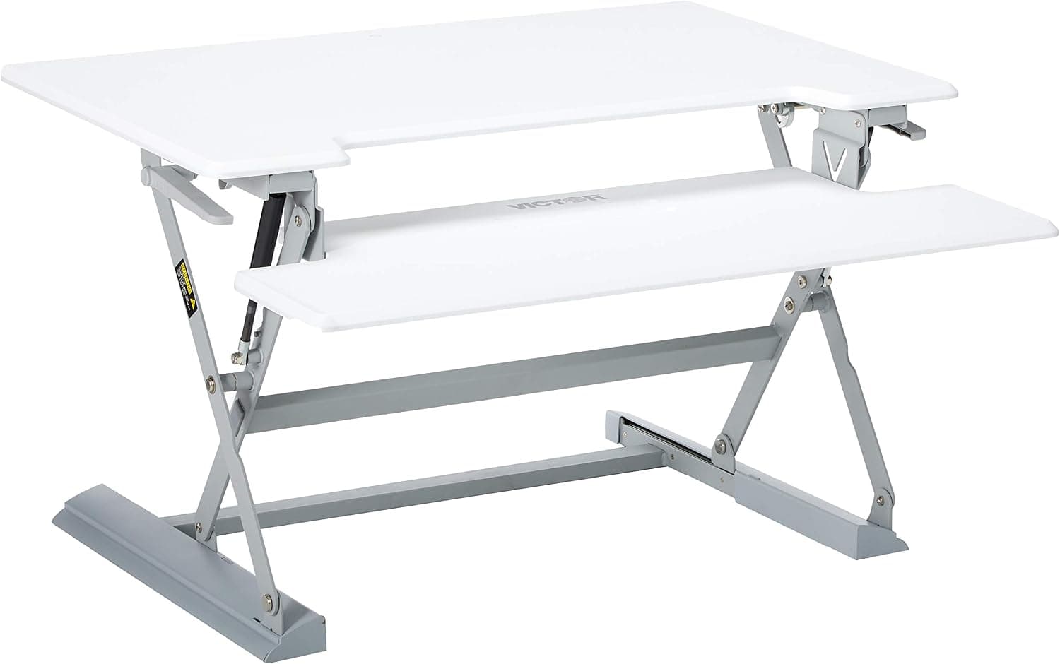 Victor DCX760W Height Adjustable Sit Stand Desk with Large Desk Surface, Makes The Ideal Heavy Duty Standing Desk for Any Professional, Home or Industrial Setting White