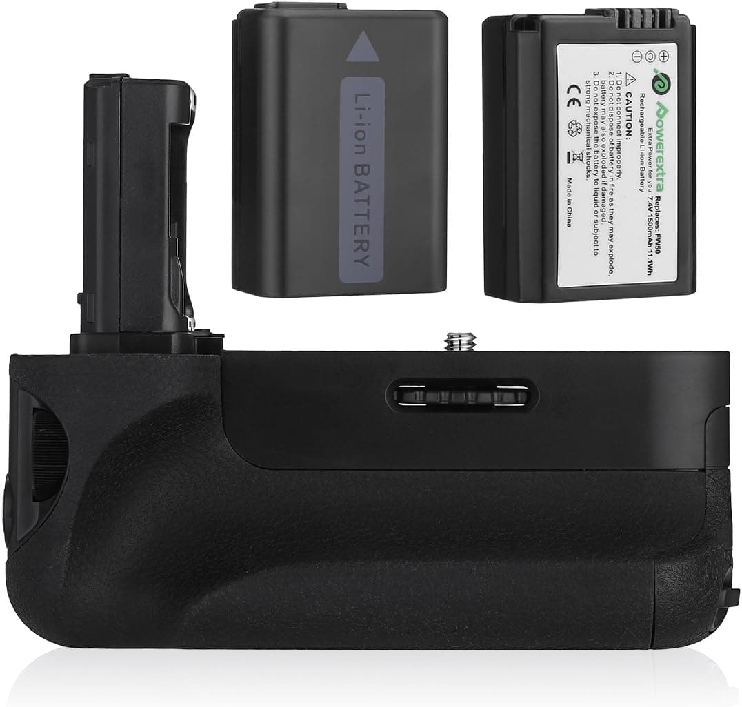 Powerextra VG-C1EM Battery Grip + 2-Pack High Capacity 1500mAh NP-FW50 Batteries