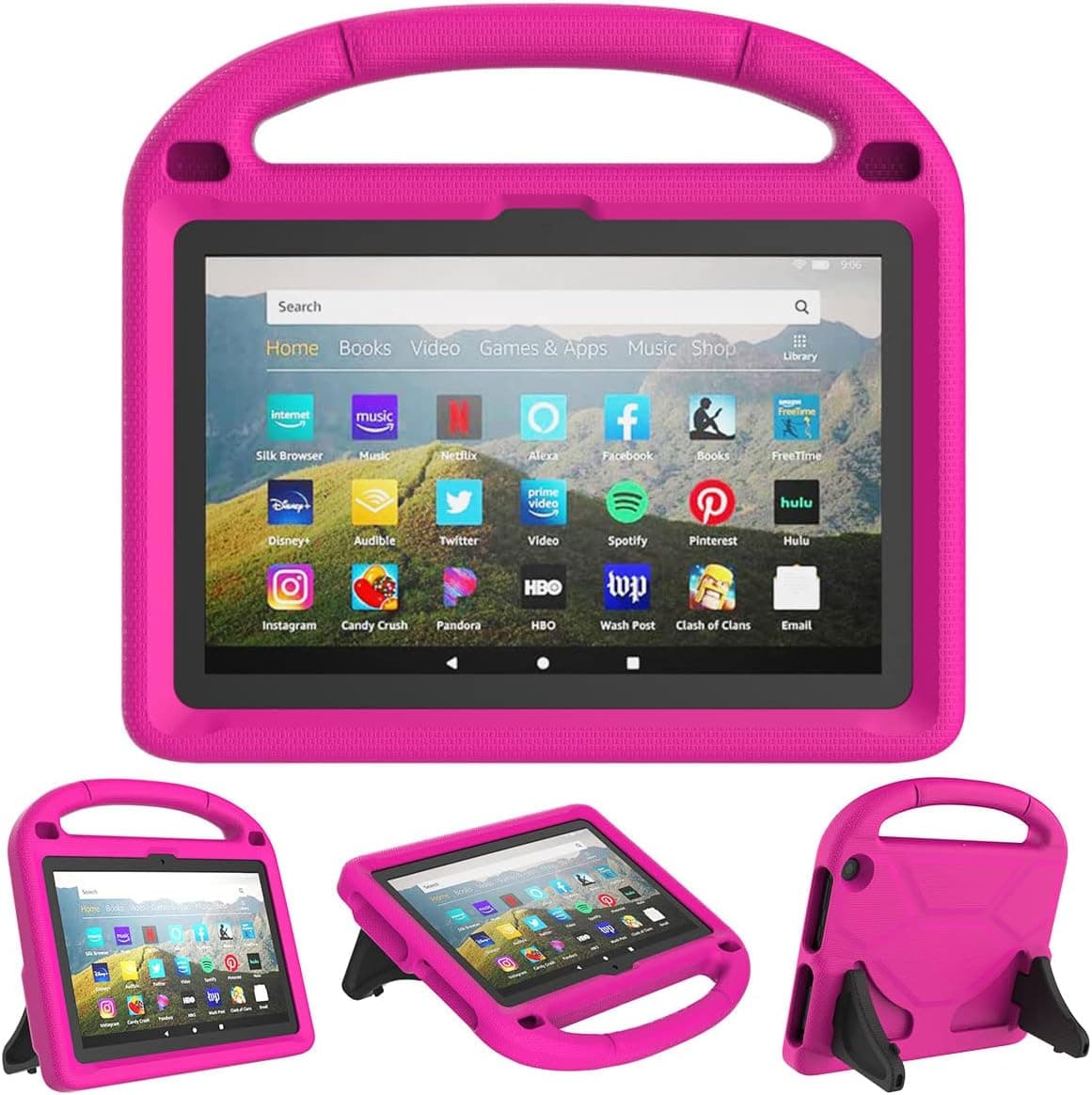 VOFTEEK Kids Case for All New Amazon Fire HD 8 & HD 8 Plus Tablet (2022 Model & 2020 10th Gen,2020/2022 Release), Durable Shockproof Protective Case with Handle Stand for Fire 8 inch 2020 Model, Pink