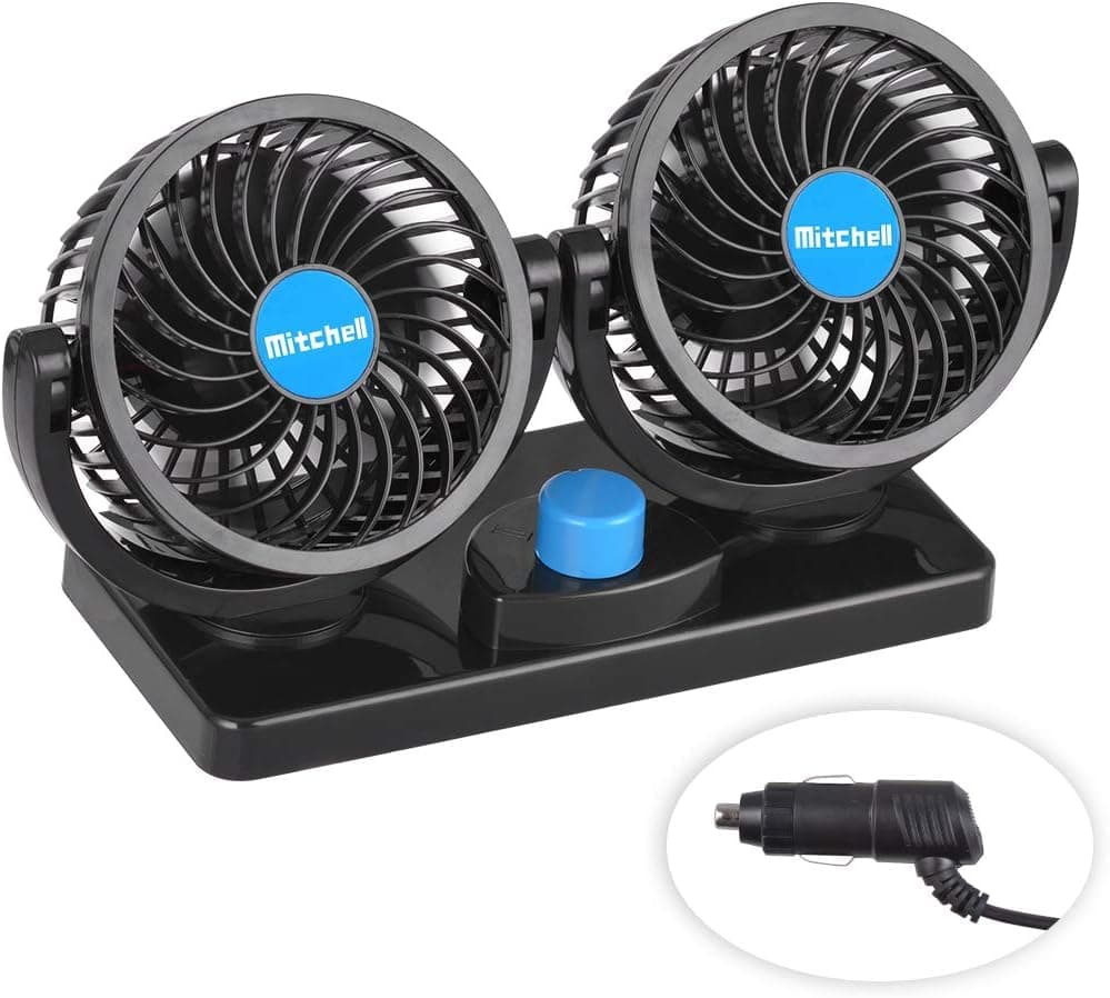 Xcellent Global 24V Car Fan Vehicle Fan Stepless Rotatable Summer Cooling Air Circulator AT031 (12V)