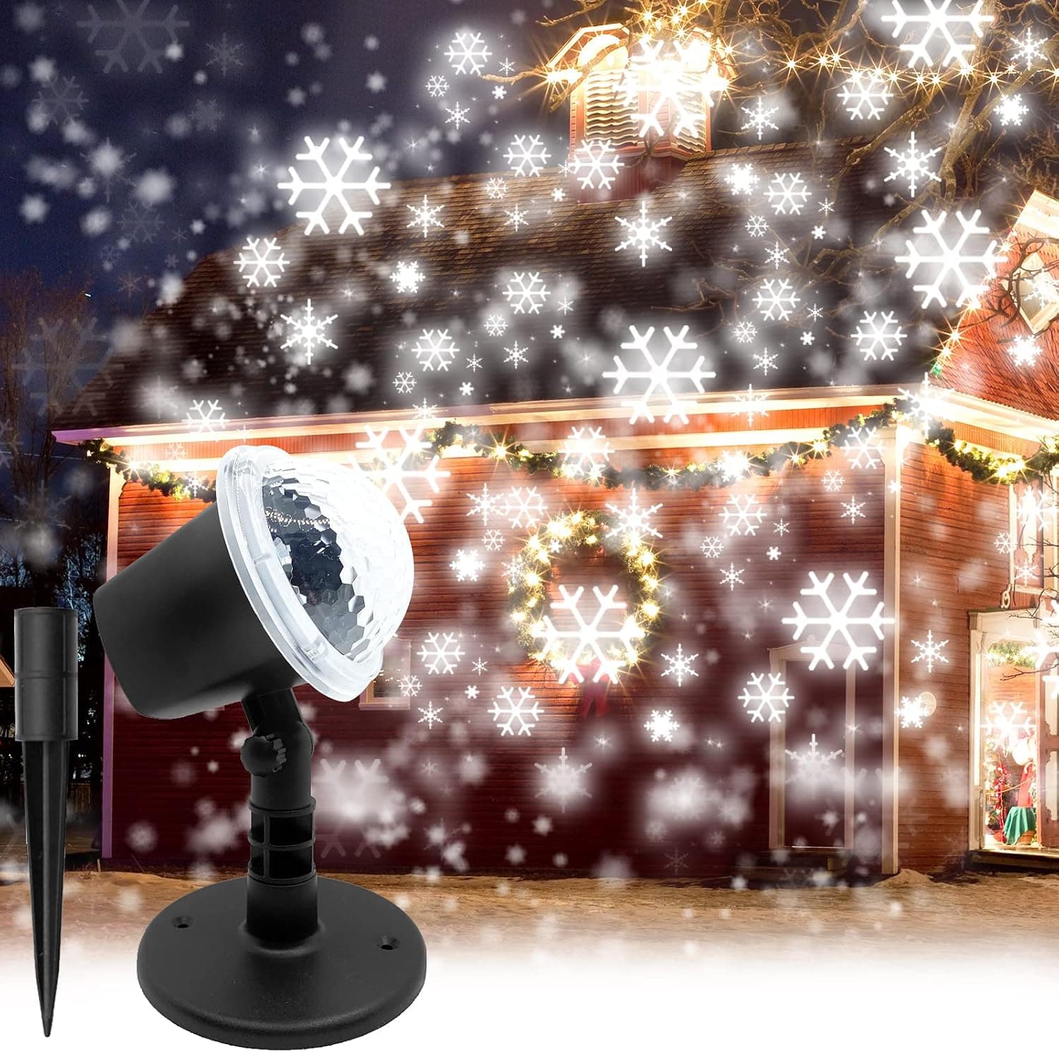 Christmas Projector Lights Outdoor, Christmas Snowflakes Projector LED Lights, Waterproof Projector Decorating Stage Light, Indoor Outdoor Snowfall Holiday Party Garden Landscape