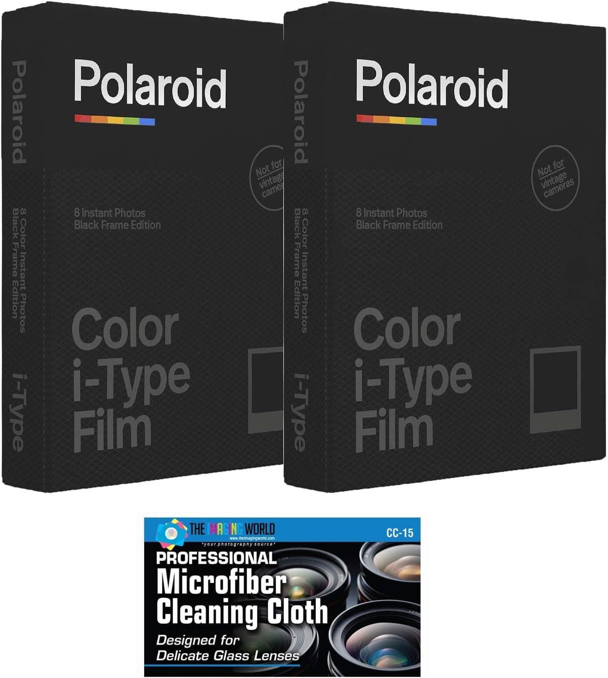 Impossible/Polaroid Color Glossy Instant Film Black Frame Edition for Polaroid I-Type OneStep2 Camera - 2-Pack