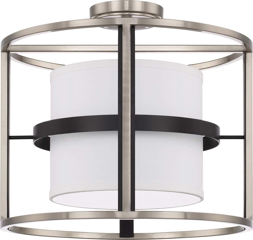 Capital Lighting 225241BT Tux White Fabric Bolt-On Shade Semi Flush Ceiling Light Fixture, 4-Light 240 Total Watts 17" H x 16" W, Black Tie