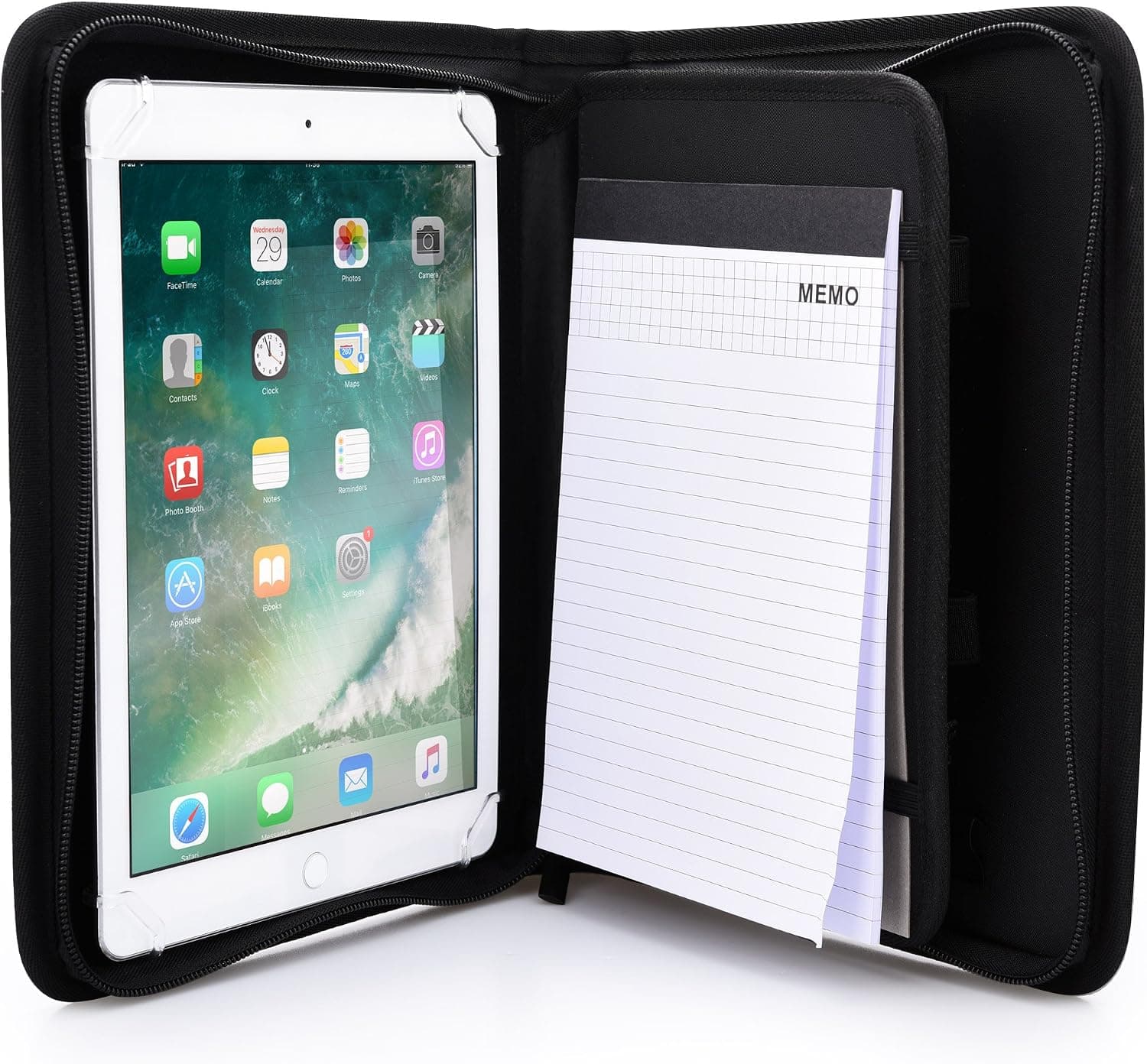 Cooper Bizmate Padfolio Organizer Case for BQ Aquaris E10 M10 | Business Executive Tablet Portfolio with A5 Notepad Paper Pad, Pen Holder (Black)