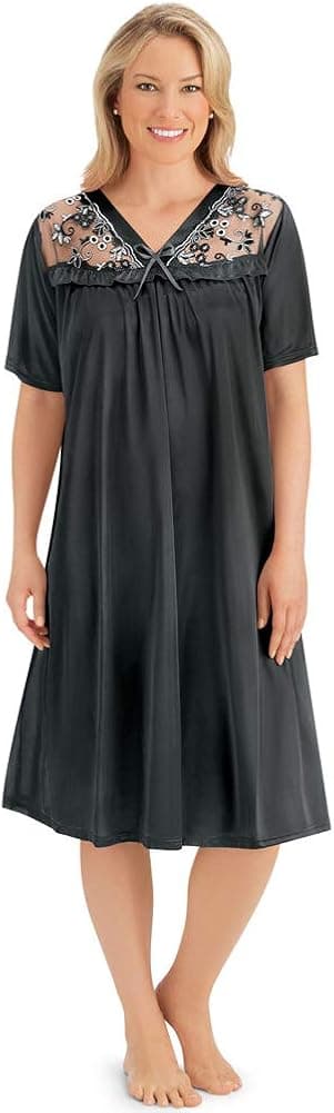 Collections Etc Lace Trim Tricot Silky Nightgown