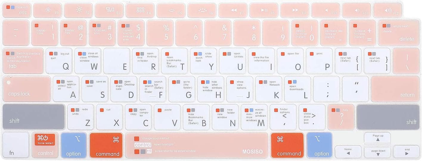 MOSISO Keyboard Cover Compatible with MacBook Air 13 inch 2022 2021 2020 Release A2337 M1 A2179 Backlit Magic Keyboard with Retina Display & Touch ID, Silicone Skin, Mac OS X Shortcut, Rose Quartz