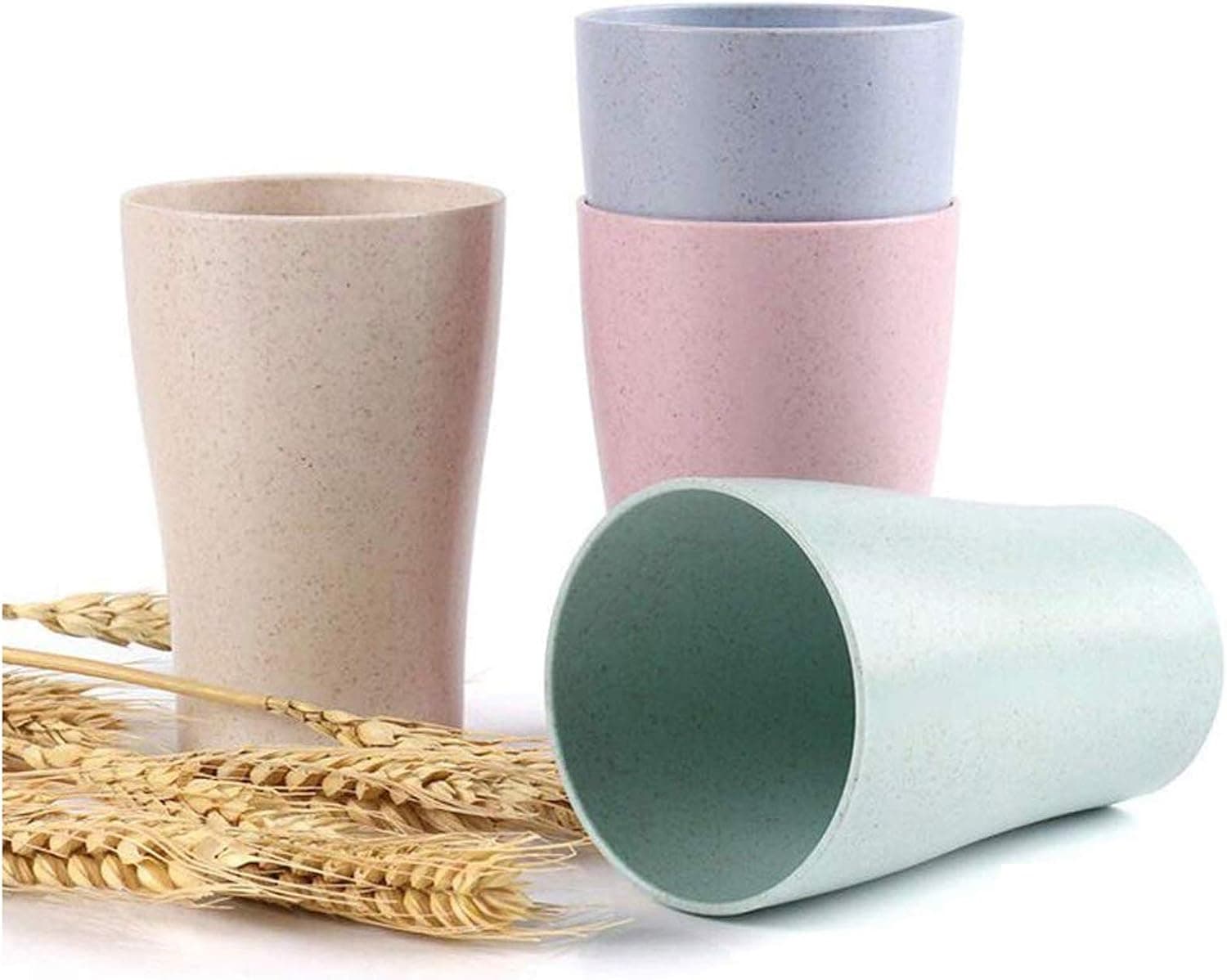 YEEHO Unbreakable Travel Gargle Cup for Kids Adult (11 OZ), Set 4-Multicolor Reusable Cup, Microwave & Dishwasher Safe.for Water Coffee Milk