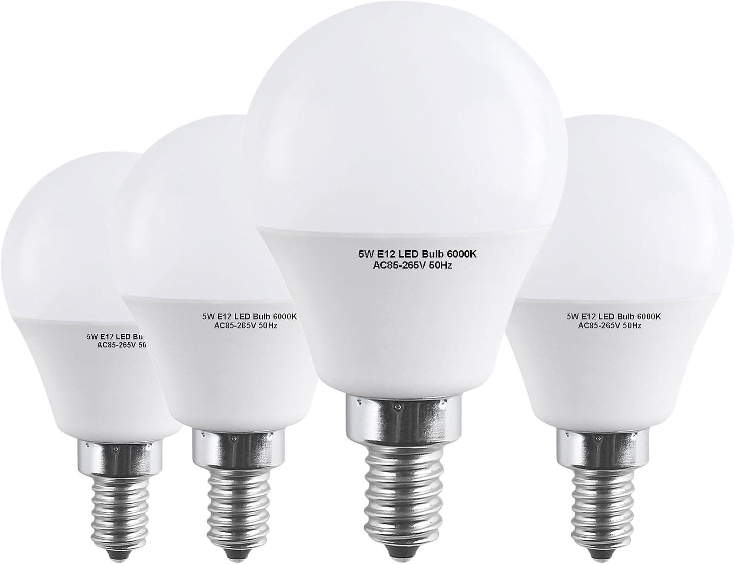 E12 LED Bulb 40 Watts, HengBo 5W LED Candelabra Bulb, Daylight White 6000K Decorative G14 Globe Bulbs for Ceiling Fan