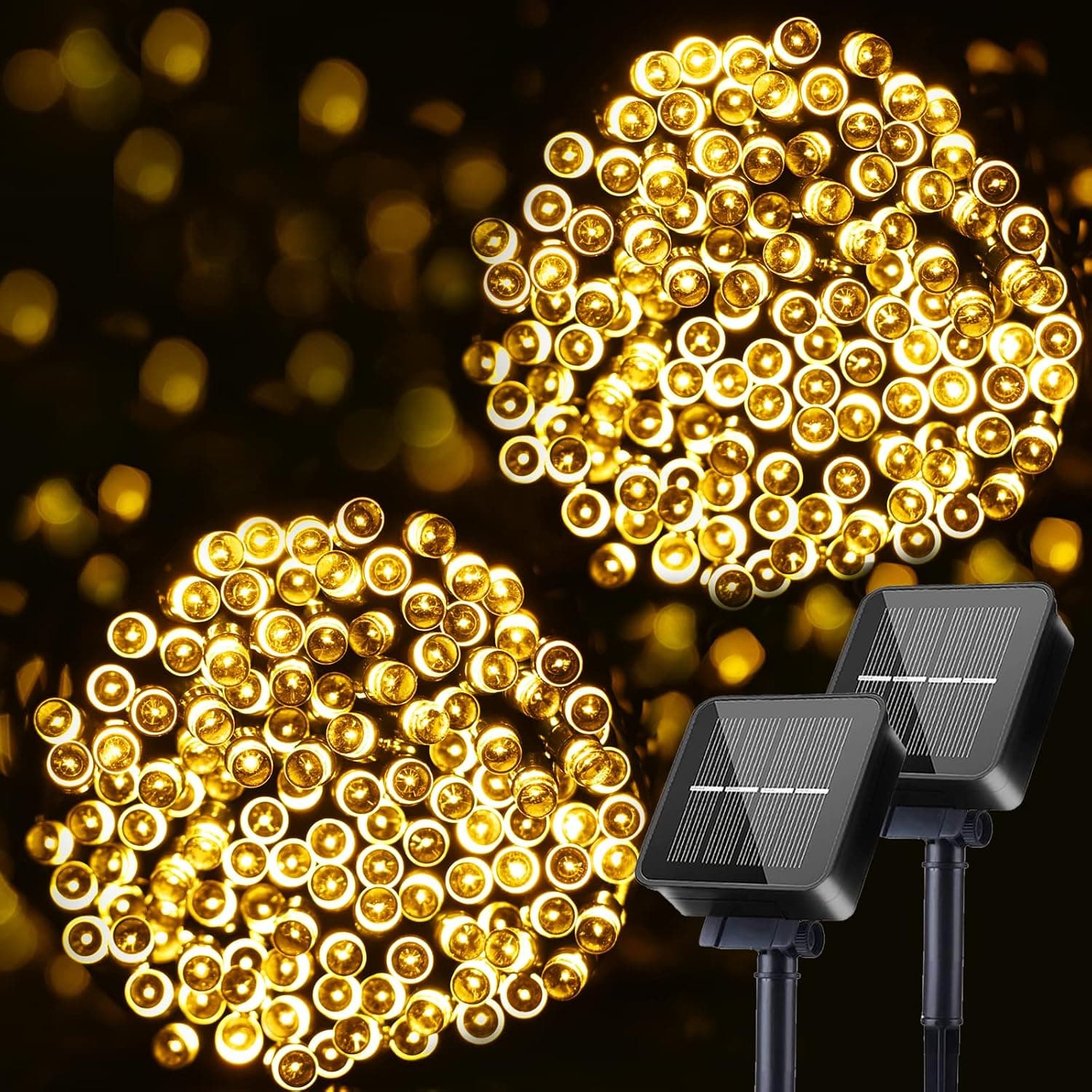 2 PACK Solar String Lights Outdoor Waterproof, Swtench Solar Mini Led Christmas Lights 104.6ft 320 LED Solar Powered Twinkle Lights , 8 Modes Green Wire Solar Tree Lights for Patio, Garden,Yard, Party