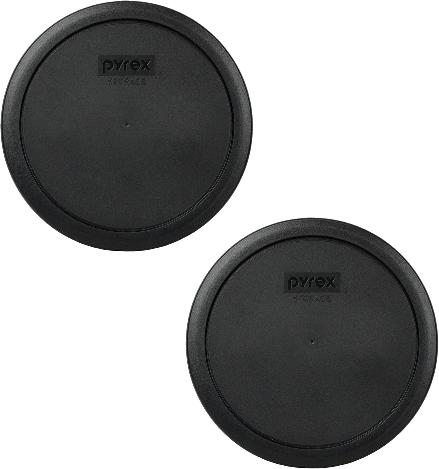 Pyrex 7402-PC 6/7 Cup Black Round Plastic Food Storage Lid, Made in USA - 2 Pack