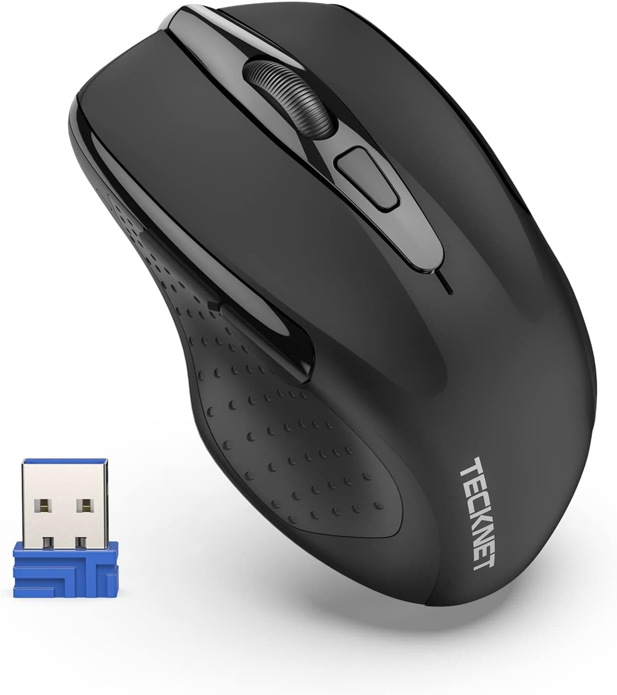 TECKNET Wireless Silent Mouse, 2.4G Optical Computer Mouse with USB Receiver, 2-Year Battery Life, 6 Adjustable DPI, 4000 DPI Cordless USB Mouse for Laptop, PC, Computer, Chromebook, Notebook-Black