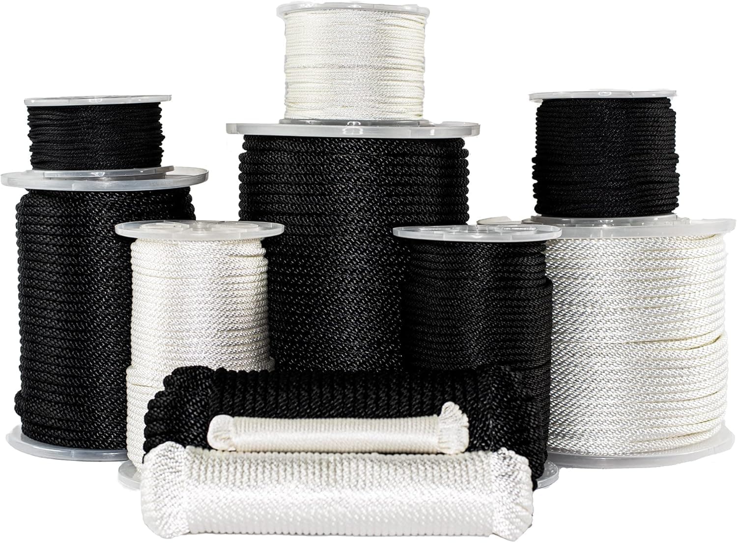 SGT KNOTS Solid Braid Dacron Polyester Rope - Moisture, Oil, UV, Rot Resistant for Boating, Anchor, Towing, Mooring Lines, Antenna Guy Line (3/8" x 100ft, Black)
