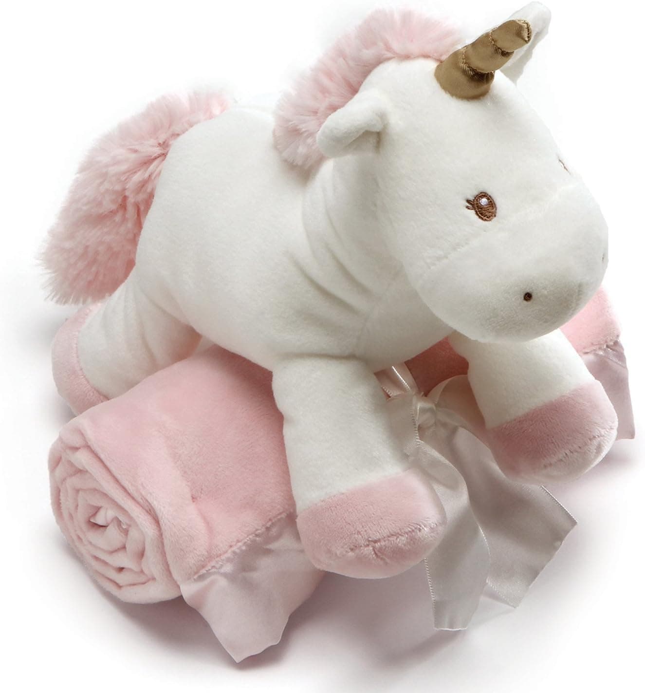 Baby Gund Luna Unicorn with Pink Blanket Stuffed Animal Plush, Set of 2, 7”