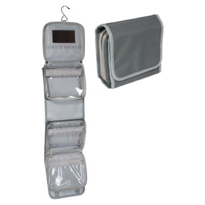 Travel/Cosmetic Bag - Hanging with Mirror, 3 Zip Compartments