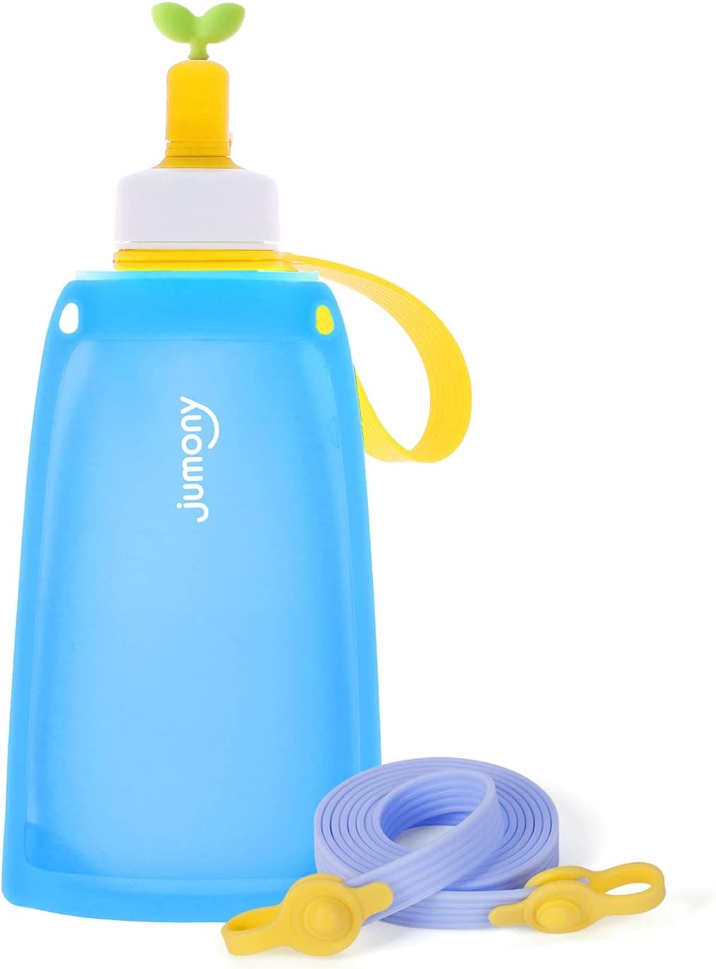 Sanitizable Silicone Water Pouch, Leak Proof spout 10 fl oz | BPA Free| Foldable, Reusable Sky Blue