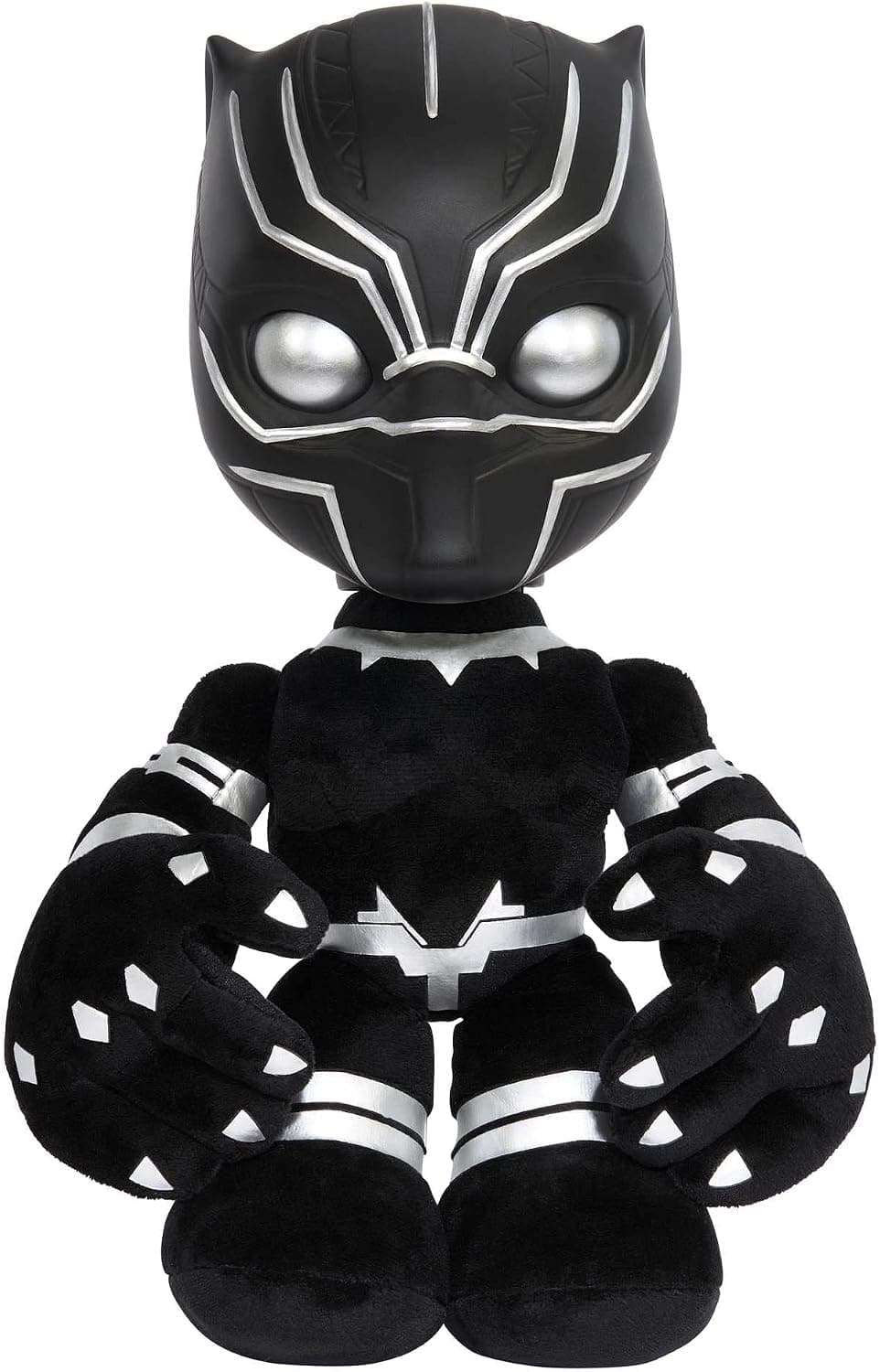 Mattel Marvel Black Panther Plush 11-Inch Figure, Heart of Wakanda T'Challa with Soft Body Plus Lights and Sounds