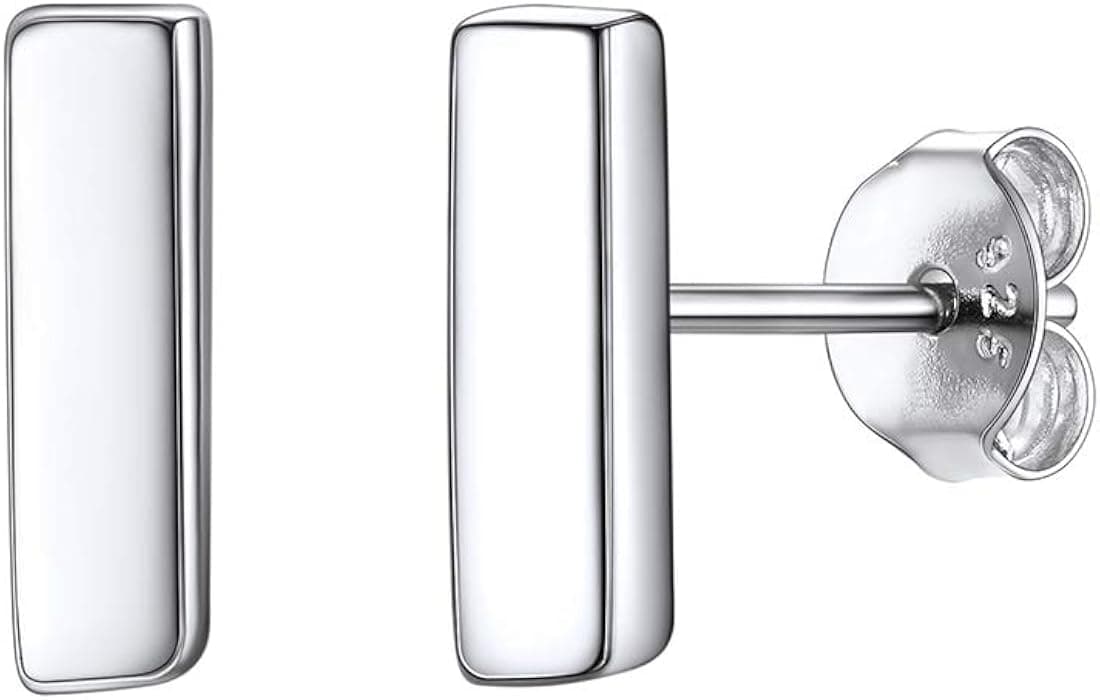 ChicSilver Hypoallergenic 925 Sterling Silver Stud Earrings Simple Tiny Initial Letter A-Z Studs for Women Girls Sensitive Ears (with Gift Box)