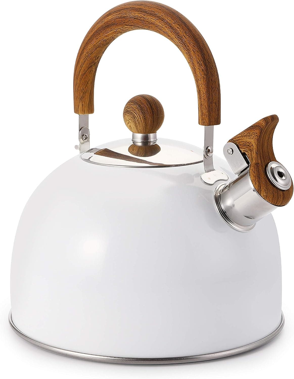 Cedilis Whistling Tea Kettle, Stainless Steel Stovetop Tea Pot, White, 2.64 Quart
