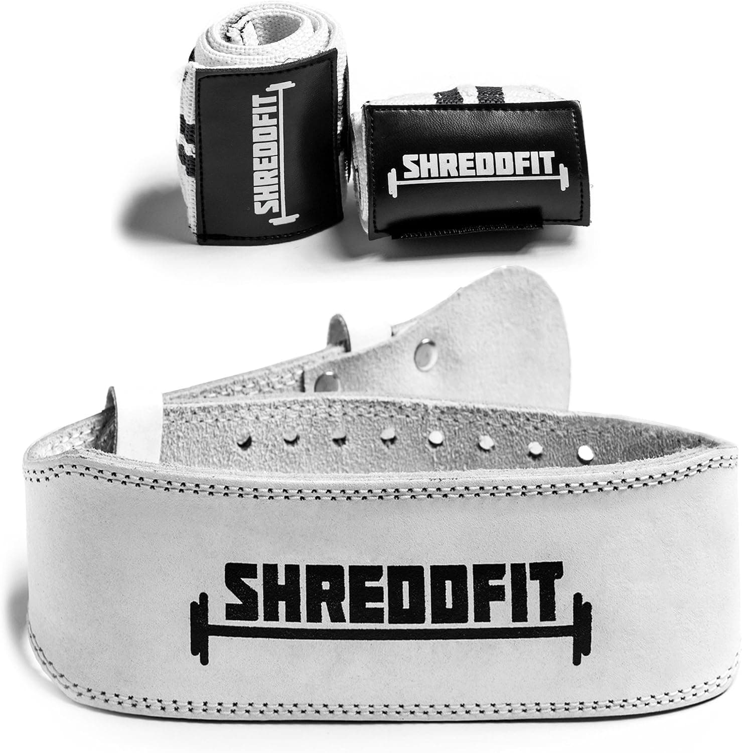 2018 ShreddFit Premium Leather Weight Lifting Belt VALUE PACK with Bonus Wrist Wraps | Lower Back & Lumbar Support | Power Lifting | Cross Training | Deadlifts & Squats