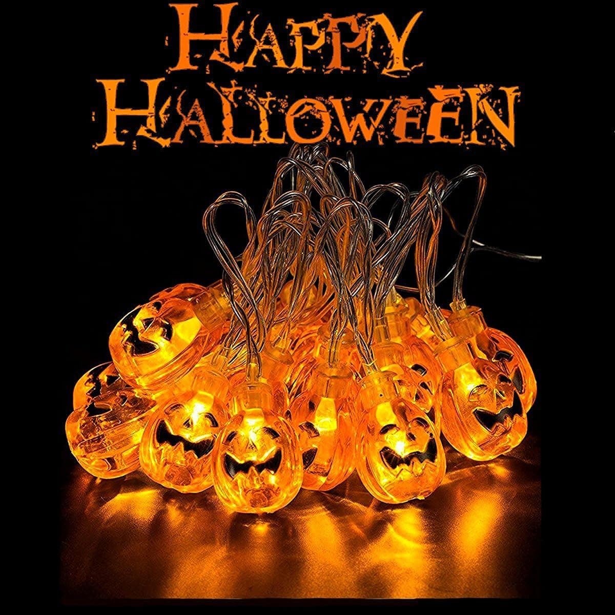 RECESKY Pumpkin String Lights 20 LED 7.2ft Battery Operated Halloween String Lights for Indoor, Holiday Decor, Festival, Halloween Decorations, Halloween Party (Orange)