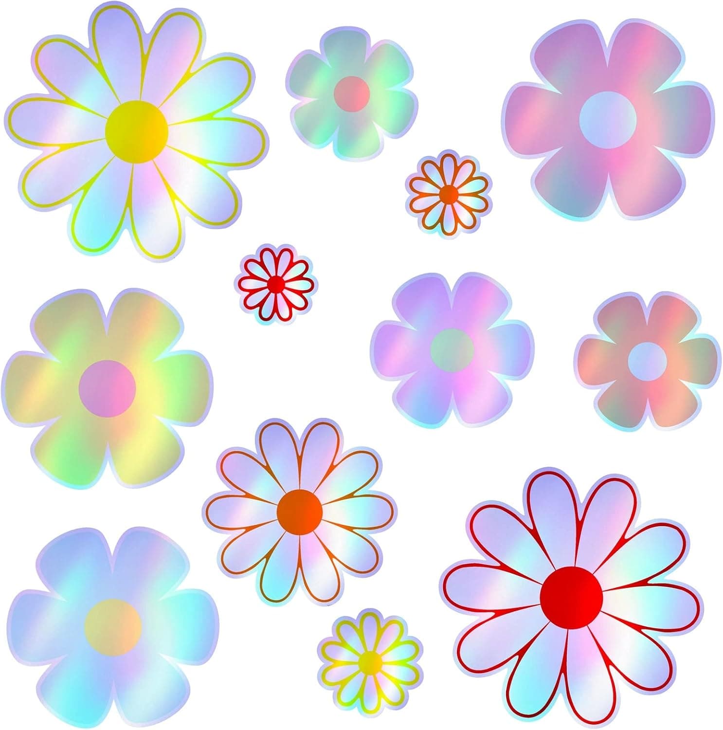 Colorful Small Flower Wall Decals Cute Flower Wall Stickers Floral Flower Window Clings Vinyl Flower Window Decals Floral Window Stickers for Glass Window Walls