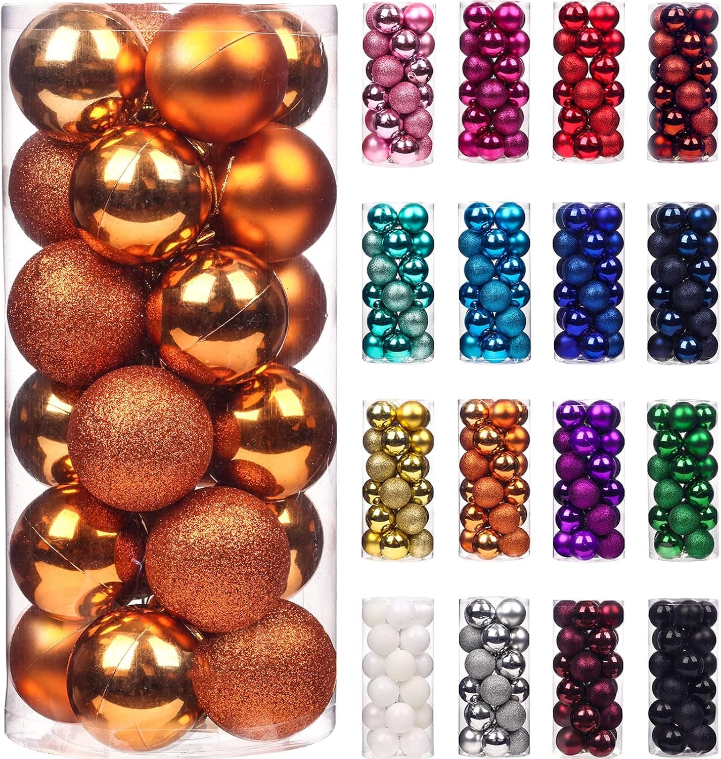Emopeak 24Pcs Christmas Balls Ornaments for Xmas Christmas Tree - Shatterproof Christmas Tree Decorations Hanging Ball for Holiday Wedding Party Decoration (Orange, 1.57"-4.2CM)