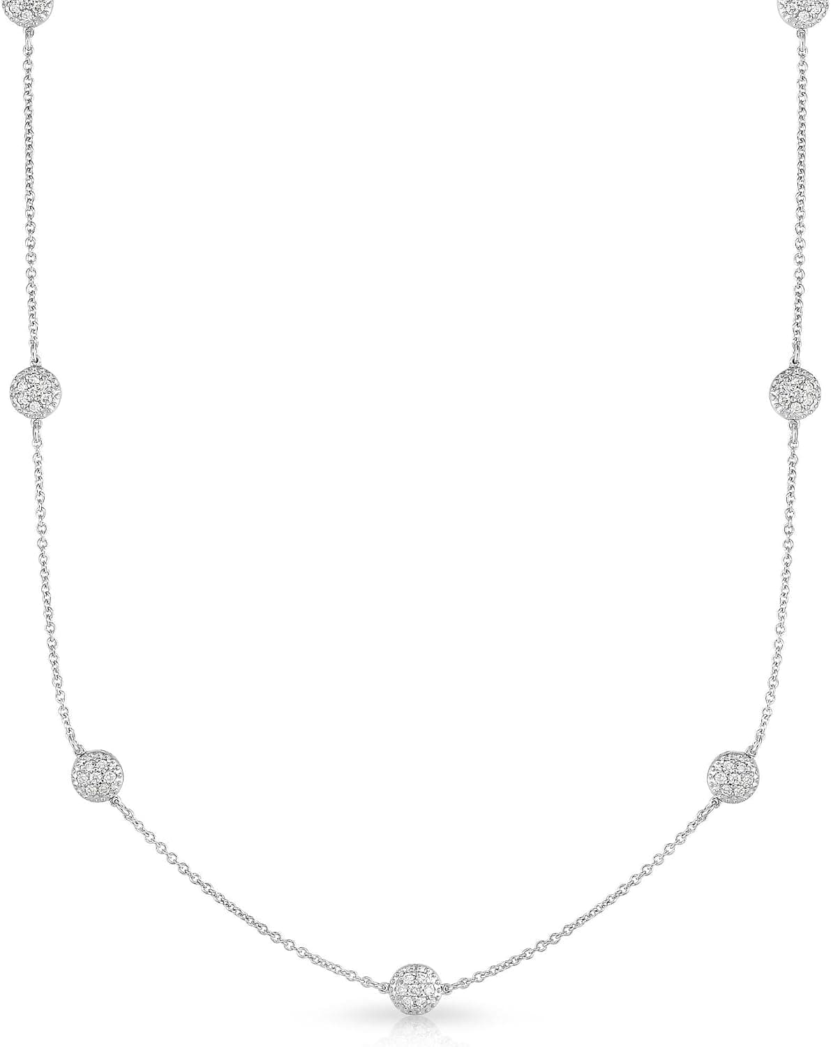 Noray Designs 14K Diamond (0.70 Ct, G-H Color, SI2-I1 Clarity) Cluster 7 Station Necklace, 18 Inches