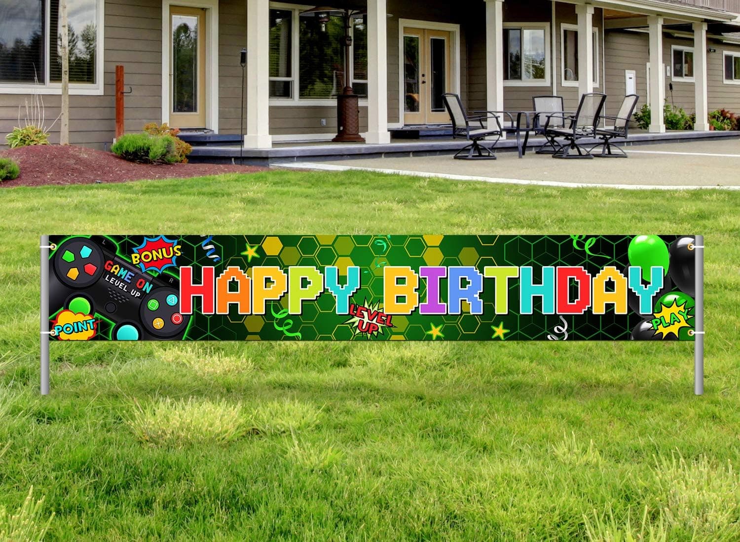 Video Game Party Supplies Happy Birthday Gaming Banner Game on Birthday Party Backdrop