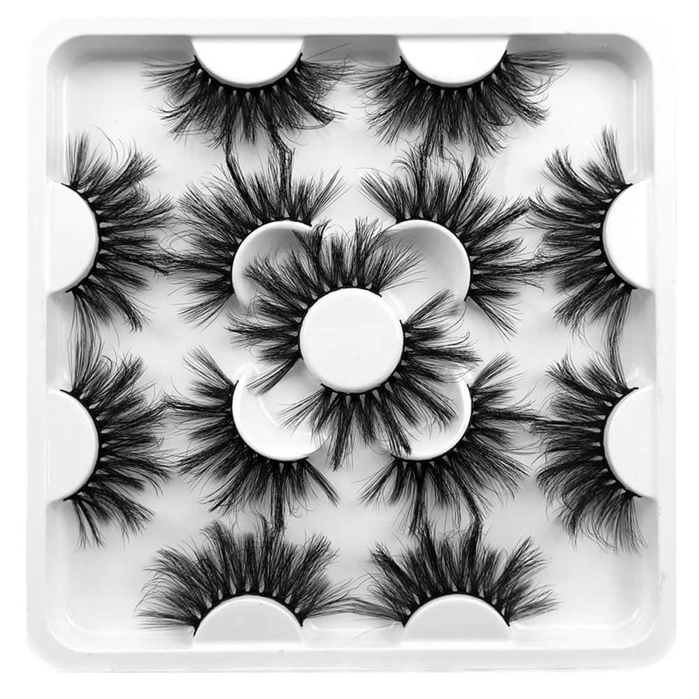 Aisonbo False Eyelashes 25mm Faux Mink Eyelashes 8D Layered Effect Fake Eyelashes Hand Made Strips Reusable Lashes Soft Make Up Eyelahses 7Pairs