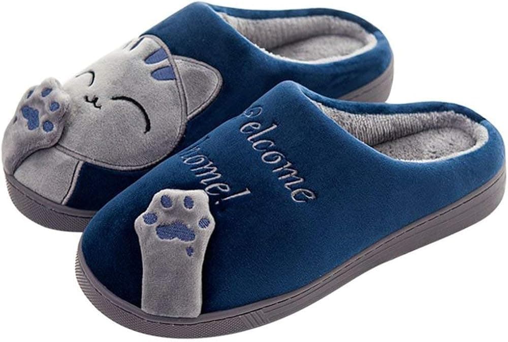 SITAILE Women Men Plush Cute House Slippers Lucky Cat Warm Winter Indoor Home Slippers