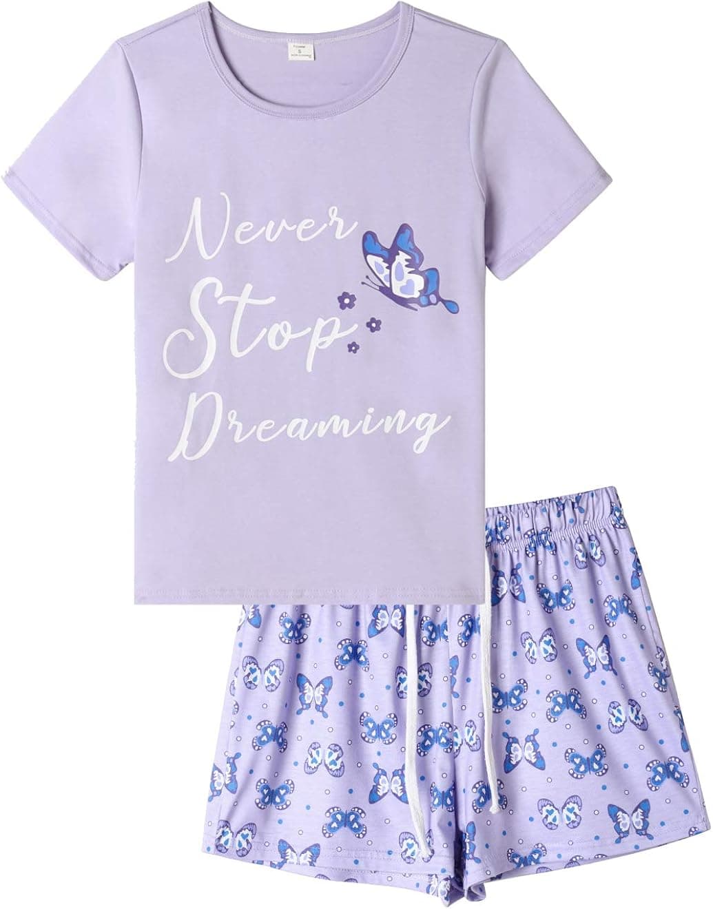 VENTELAN Pajama Set For Women Cute PJS Summer Short Sleeve Shorts Sleepwear