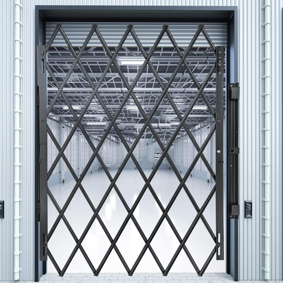 Grisham Single Folding Security Gate, 79" H x 48" W Folding Door Gate, Steel Accordion Security Gate, Flexible Expanding Security Gate
