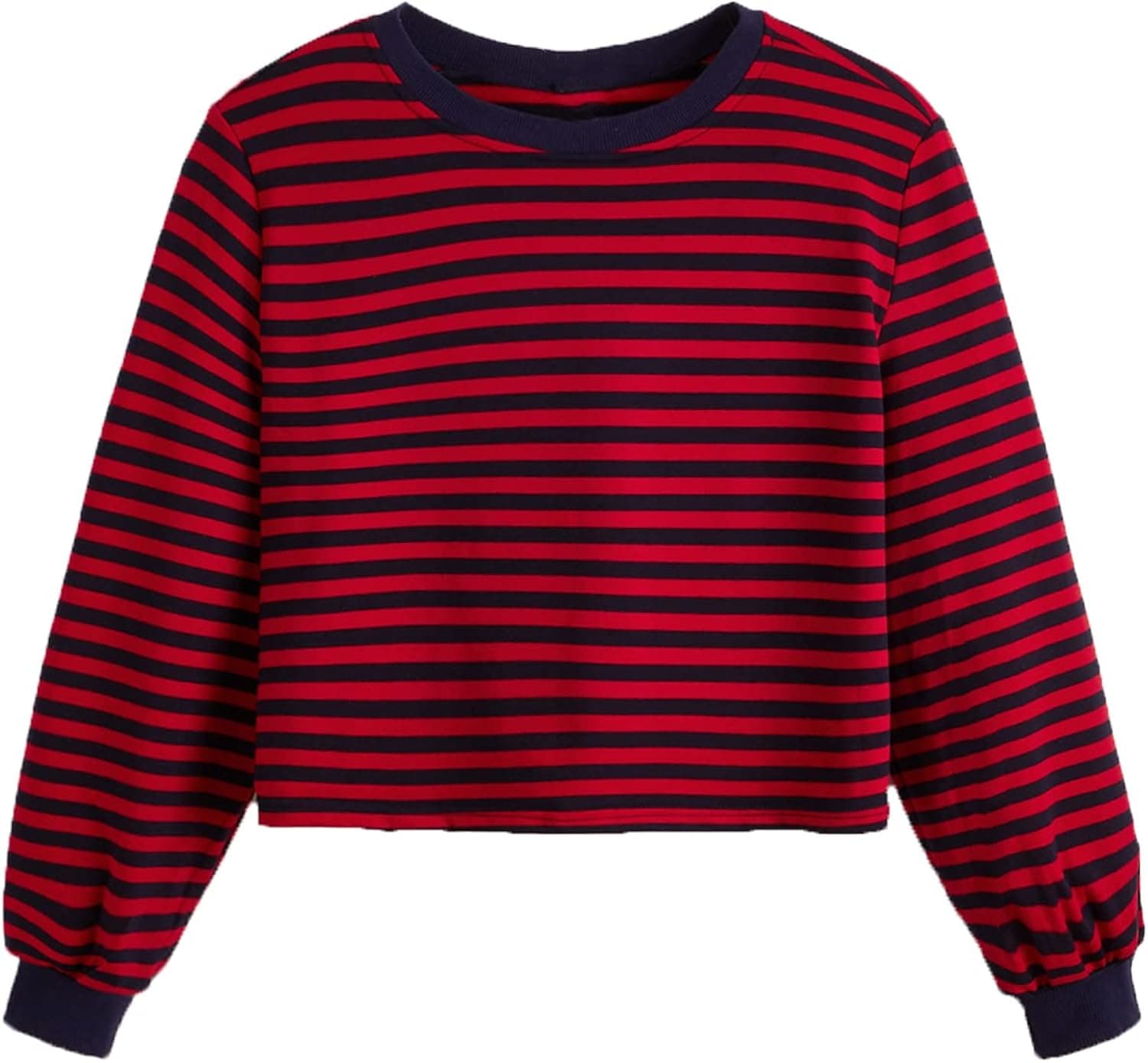 SweatyRocks Women's Casual Long Sleeve Striped Cropped T-Shirt Casual Crop Tee Top