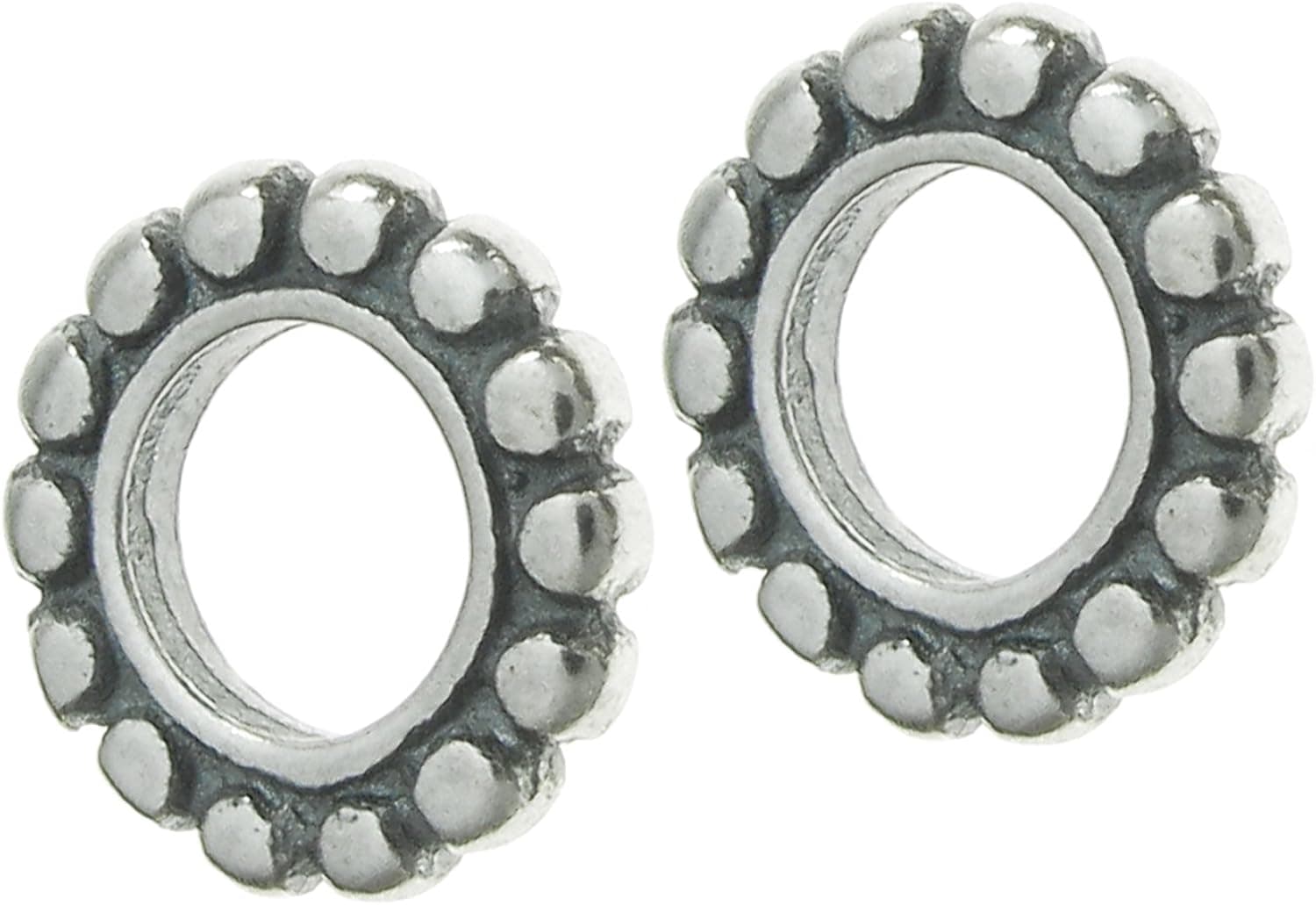 Queenberry Sterling Silver Daisy Round European Style Spacer Bead Charm