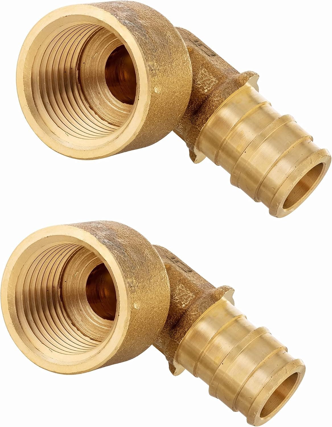 2-Pack EFIELD Pex A Full Flow Expansion Brass Fittings 3/4" X 3/4" Female Elbow Adapter, ASTM F1960