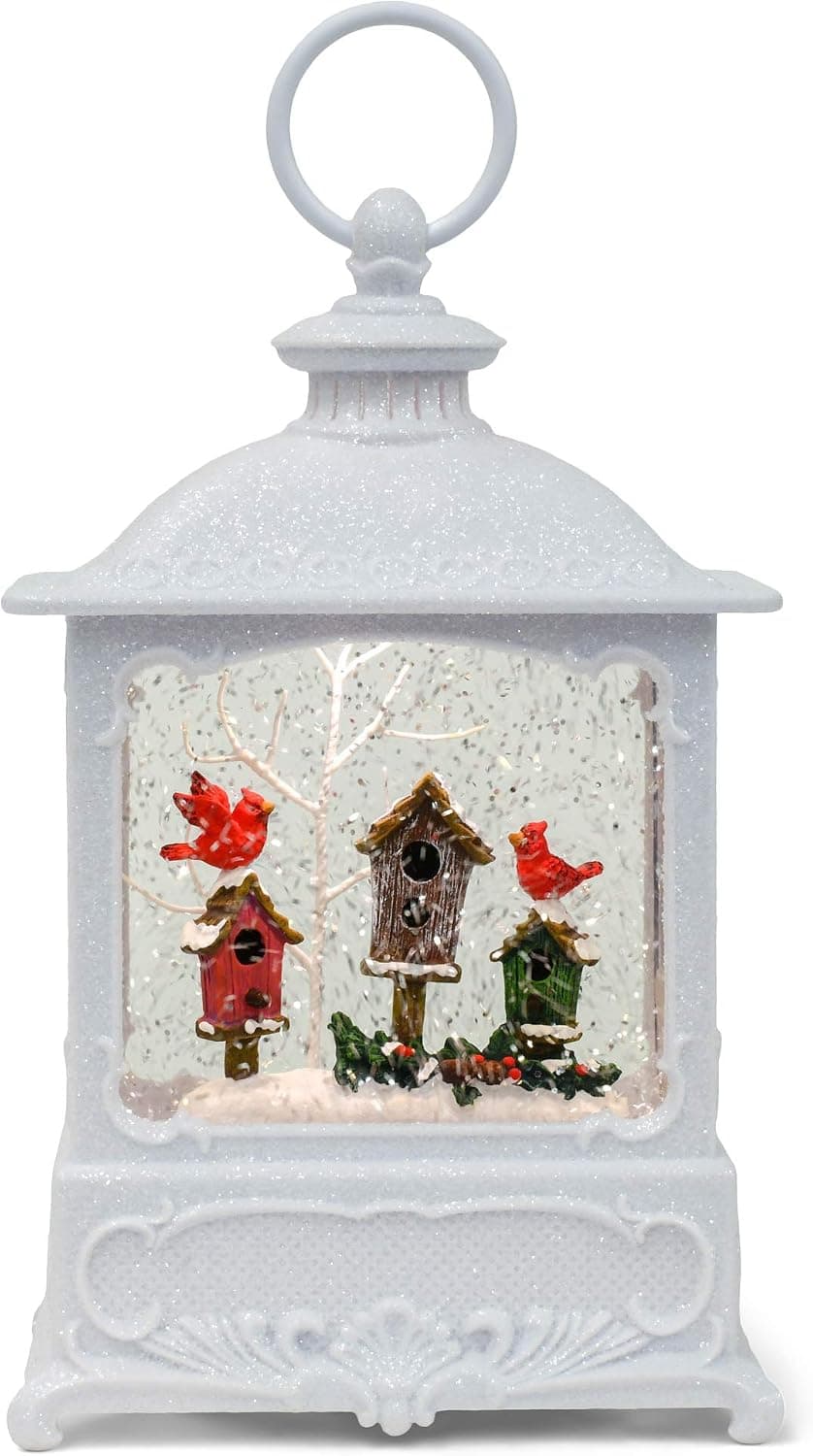 Roman 133321 Led Swirl Bird House Lantern, 8.75 inch, White