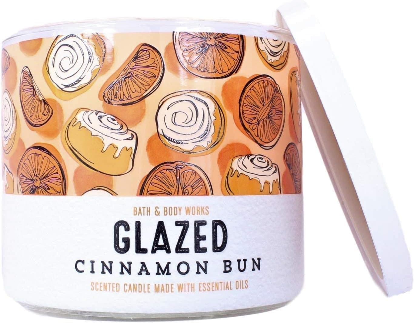 Bath and Body Works White Barn Glazed Cinnamon Bun 3 Wick Candle 2019