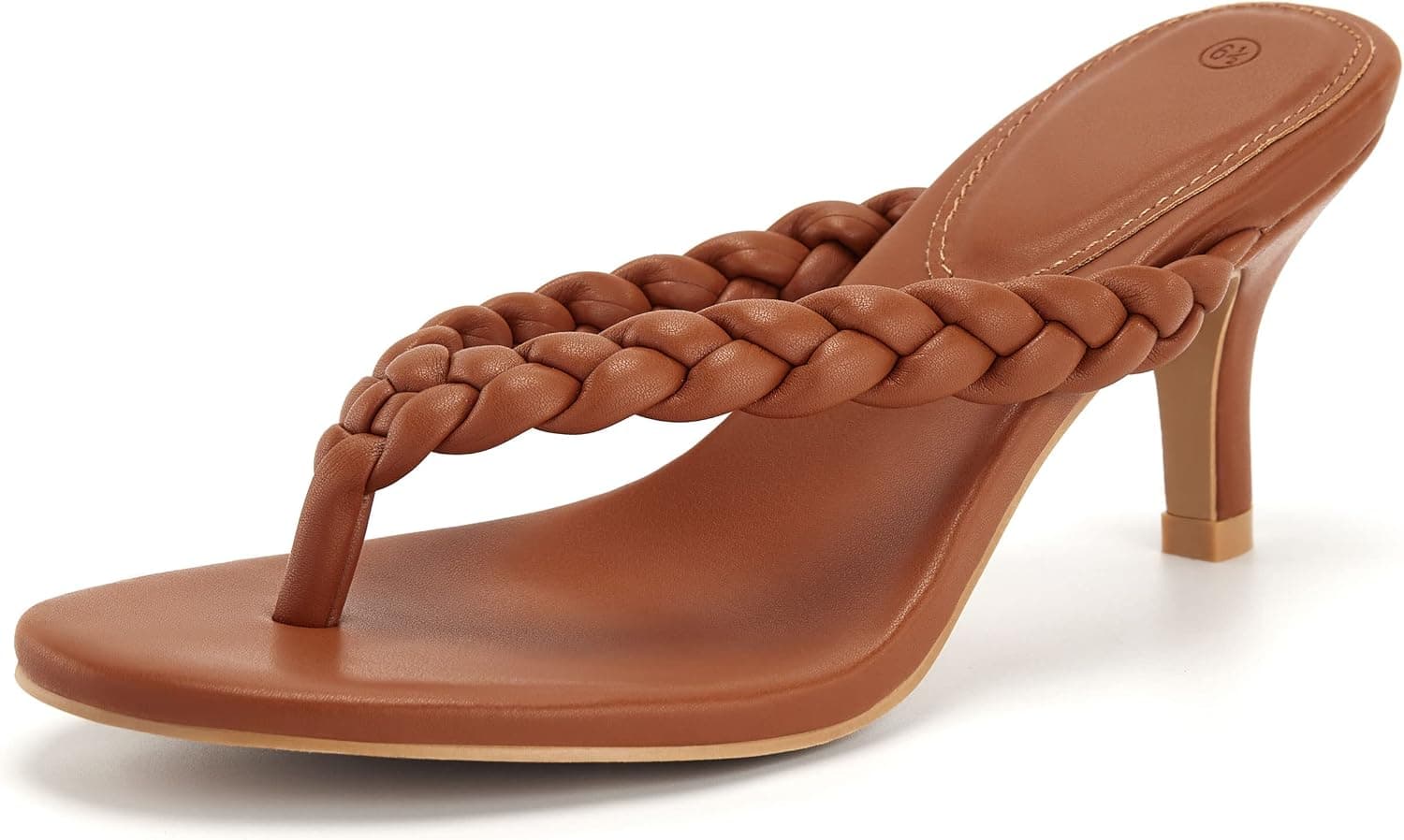Mskilder Womens Kitten Heels Flip Flops Slip On Backless Braided Slides Thong Sandals Slippers