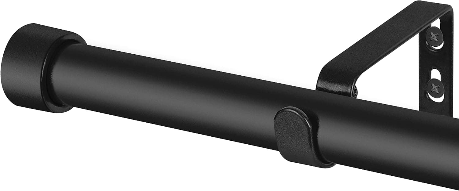Rustic Curtain Rod, 1 Inch Curtain Rods for Windows 72 to 144 Inches, Blackout Wrap Around Curtain Rod, for Indoor and Outdoor, Simple Modern Design, 30 to 144 Inches, Black